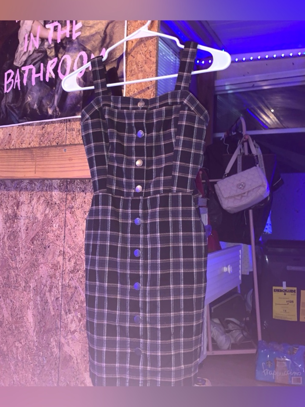 Hollister Black and White Plaid Midi Dress